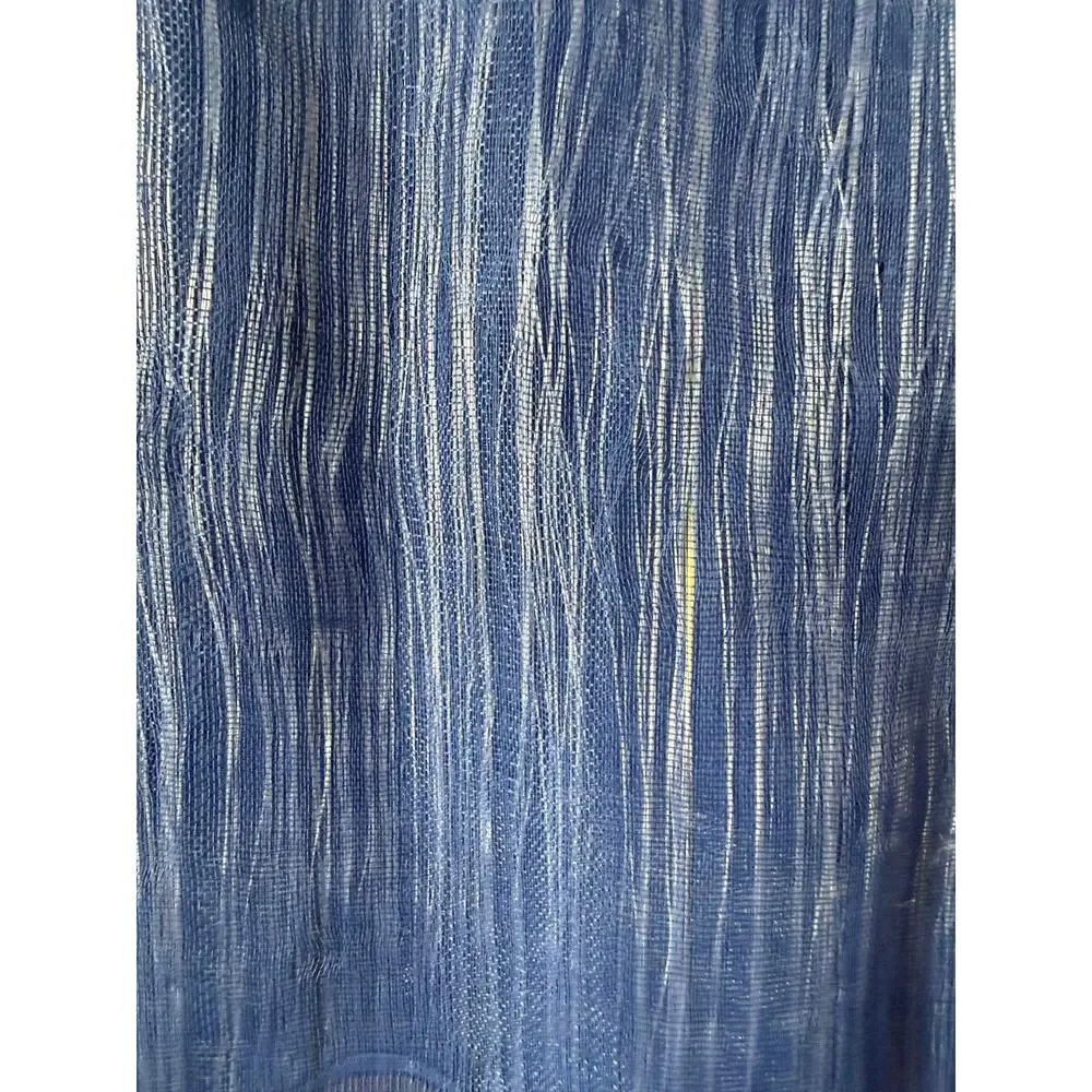 Vintage Y2K Silk Gauze Scarf Crinkle Floating Threads Artsy Wrap Periwinkle Blue
